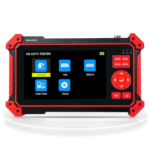 Probador de cámara CCTV de 5 pulgadas compatible con formato AHD de 8 MP y cable UTP