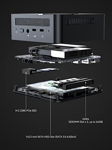 Minisforum Mini Pc Windows 11 Pro Um560 Xt Amd Ryzen 5 5600H 6 Cores/12 Threads,16Gb Ram 512Gb Pcie Ssd Mini Computer, 2.5 Inch Sata Hdd, 2 X Hdmi & Usb-C, 2.5G Rj45, 6 X Usb Port, Small Form Factor #TOP5