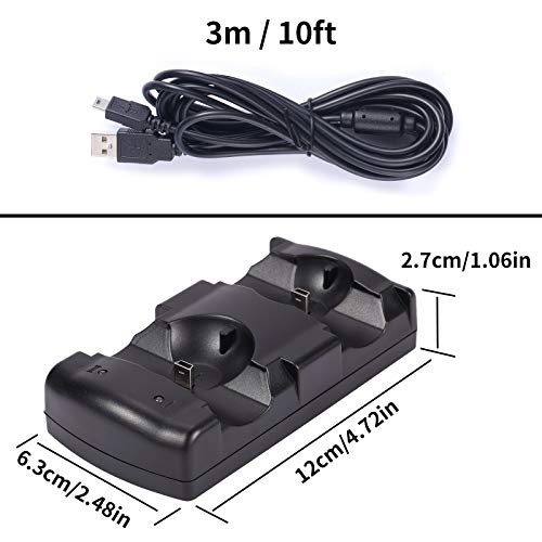 Yizerel Ps3 Controller Charger With 2 Charging Cables, Playstation 3 / Ps3 Slim Move Controller Charging Dock Stand Station With Dual Mini Usb Charging Cables & Led Indicator (3 Packs) #TOP1