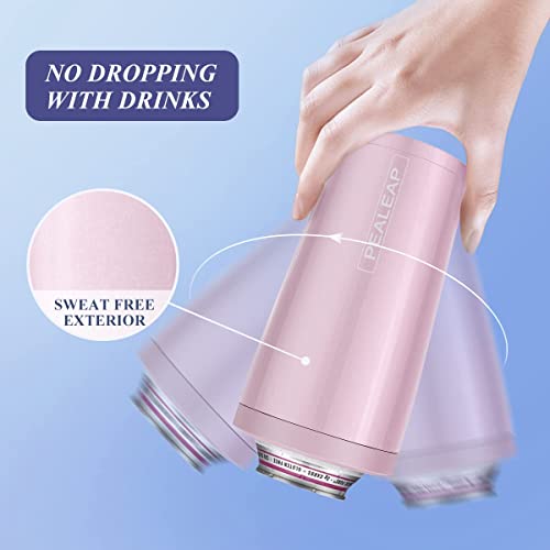 4 In 1 Insulated Slim Can Cooler For 12 Oz Cans And Beer Bottle - Keep 8 Hours Cold, Easy To Hold - Stainless Steel Can Holder, Double Walled Can Insulator For Hard Seltzer And More (Blush) #TOP3