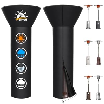 Zettum Patio Heater Covers - 600D Outdoor Heater Cover with Zipper Waterproof Heavy Duty, Propane Heat Cover for East Oak, Hampton Bay, Fire Sense and More (87" Height x 33" Dome x 19" Base)