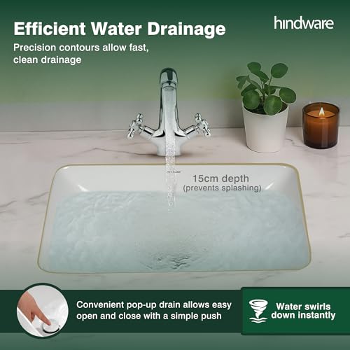 Image of Hindware Italian Collection Garnet Under the Counter Wash Basin for Bathroom | Made of Ceramic | Star White Color | 10-Year Manufacturer Warranty