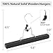 AMKUFO 12 Pack Black Wooden Pants Hangers with Clips Non Slip Skirt Hangers Trouser Clamp Hanger Solid Wood Hanger with 360° Swivel Hook