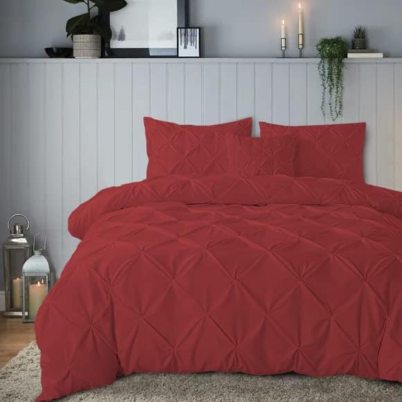 Ray Bedding & Linen 400 Thread Count Pintuck King Size Duvet Covers 100% Egyptian Cotton King Size Duvet Set With Pillow cases 2 Pack, 3pc Bedroom Accessories Bedding Sets King Size