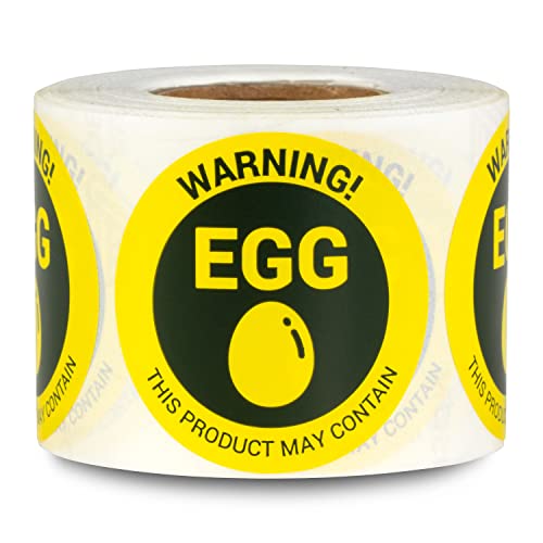 Egg Allergy Warning Stickers, 1.5 inch Circle, 300 Labels