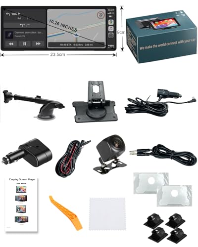 Elinsong Carplay Display, 10.26" Apple Carplay, Android Auto Display mit 1080P HD Rückfahrkamera & Frontkamera, GPS-Navigation, Premium-Sound, Sprachsteuerung, Zigarettenanzünder mit Zwei Anschlüssen, FM, AUX - Verwendungsansicht 7 | Apple-CarPlay