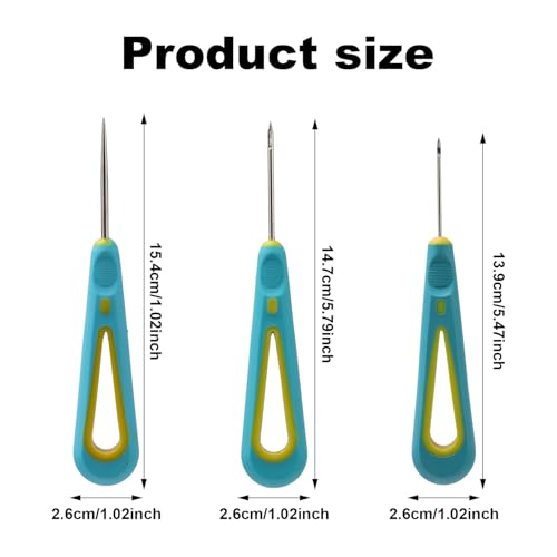 Image of 3pcs Punch Needle Wick for Candle Making, 3 Design Punch Needle Candle Wick Tool with Comfortable Handle DIY Craft Supplies for Beginners Handcraft Class