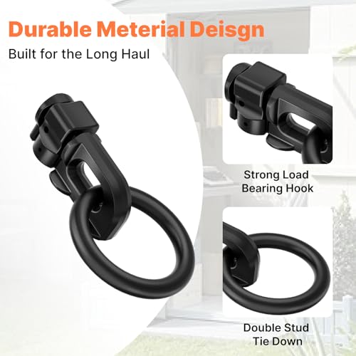 Vandrabase 8Pcs L-Track Double Stud Tie Down with O Ring, 5000 lbs Breaking Strength, Carbon Steel with Rust-Resistant Coating, Quick Release, Heavy-Duty L Track Accessories for Trailer, Truck by vandrabase - Used condition - Image 5