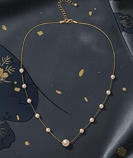 Harishree Enterprise Classic Rose Color Pearl Necklace with Thin Gold Chain Price In India