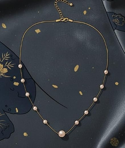 Harishree Enterprise Classic Rose Color Pearl Necklace with Thin Gold Chain
