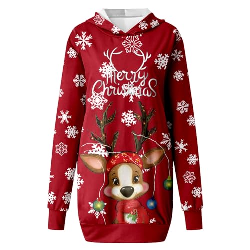 Robe à capuche manches longues imprimé Noël imprimé Merry Christmas midi - 4