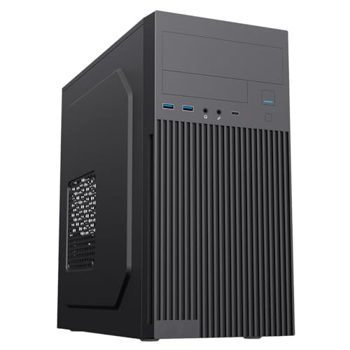 CiT Mentor Micro-ATX Office Business PC Case With USB Type C & 80mm Black Rear Fan Included