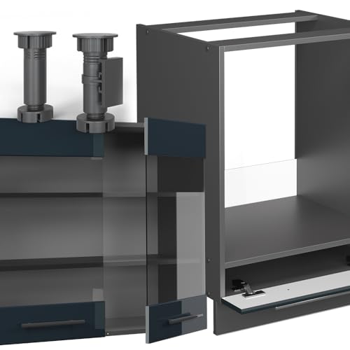 Vicco Cucina Angolare Completa Blu Scuro Lucido/Antracite 227 X 287 Cm , Pl Rovere - 7