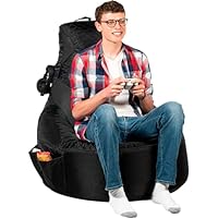 Gaming Bean Bag Chair for Adults Kids Teens [Cover ONLY No Filling] - High Back Gamer Beanbag or Dorm Chair with Pockets