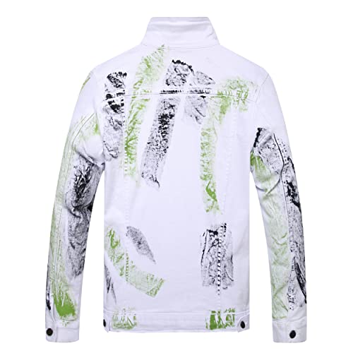 Image of Mens Denim Jacket Ripped Slim Jean Jacket Coat for Men