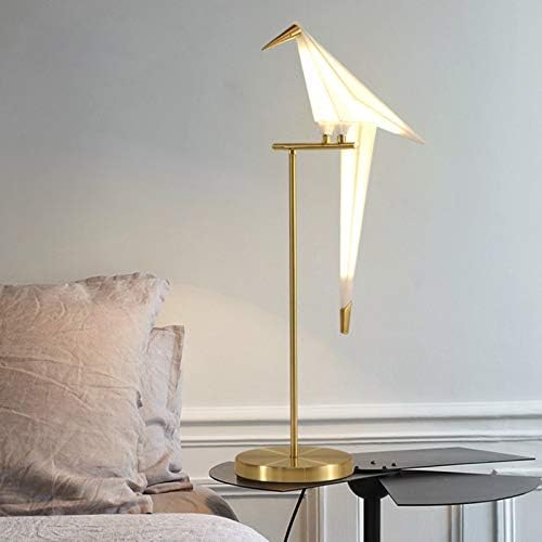 Hteedy 110V LED Origami Crane Bird Table Lamp Bedroom Home Modern Thousand Paper Crane Single-Head Tables Lamps Floor Light Home Decor Living Room Bedroom Office