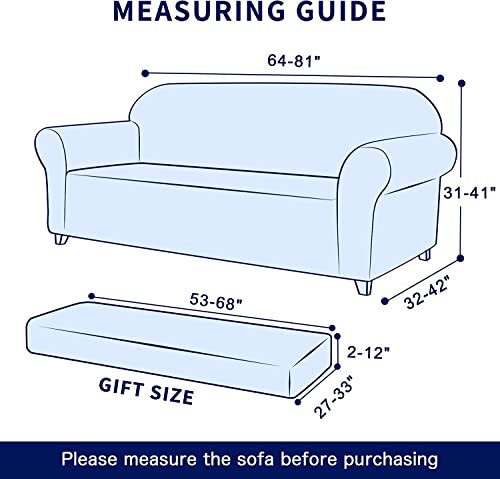Subrtex Stretch Sofa Cover Set 1 Piece Sofa Slipvover With A Gift Cushion Cover For 3 Cushion Couch(Steel Blue,Sofa) #TOP3