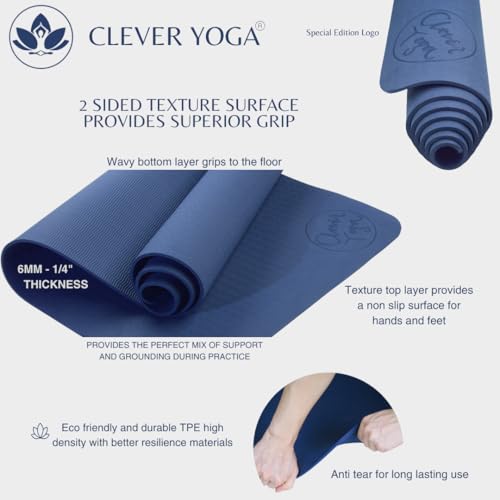 Clever Yoga Tapete BetterGrip Ecológico Reciclável Antiderrapante e Durável TPE 6 mm ou 0,6 mm de es