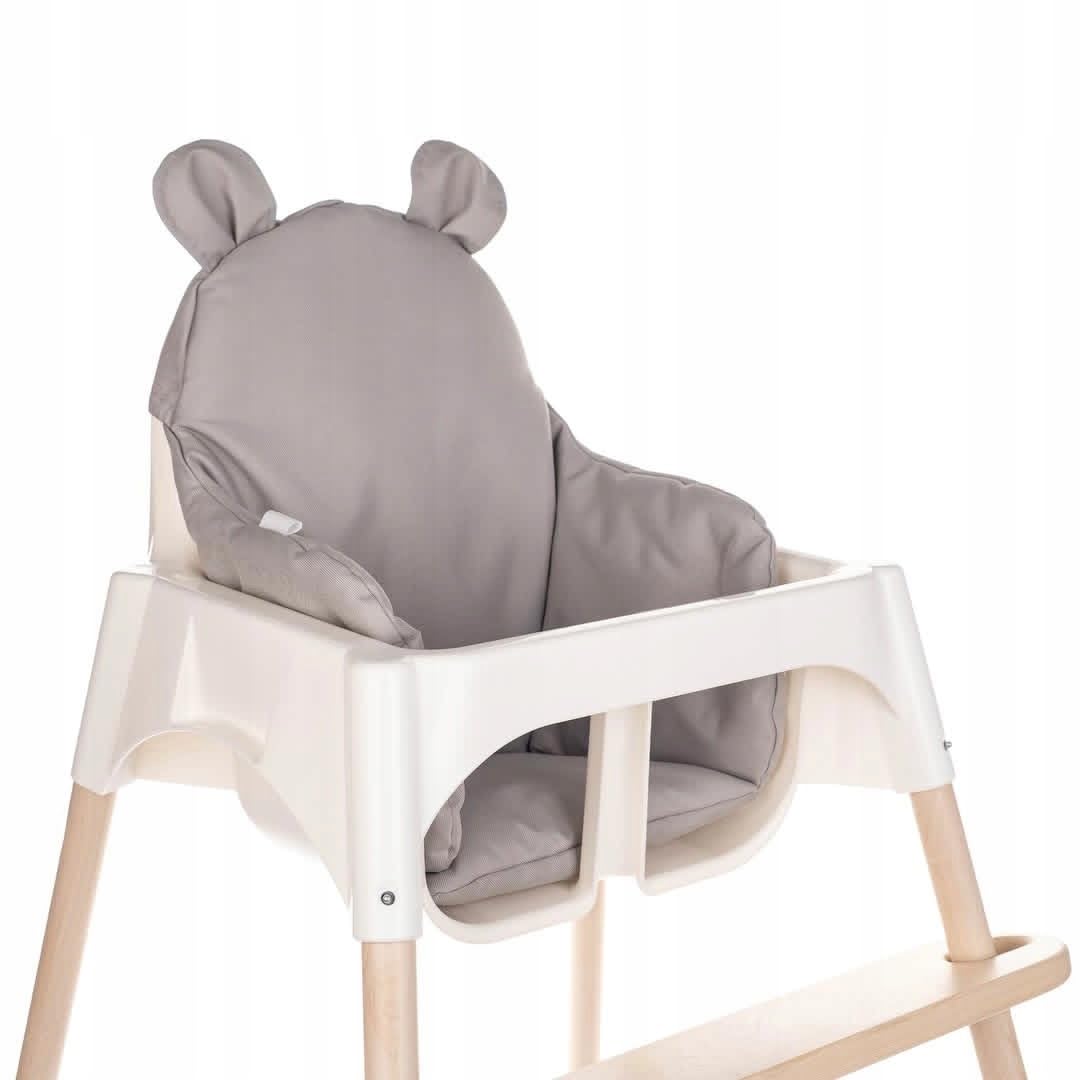 Sitzkissen kompatibel mit Ikea Antilop Hochstuhl – Hochstuhl Sitzbezug – Stuhlkissen für Kleinkinder – Handmade Baby Kissen - antiallergisch – Handgefertigt – Teddy - Grau