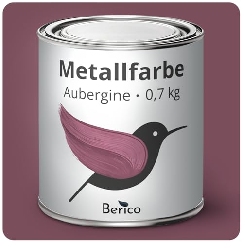 Berico Metallfarbe - Aubergine Purpur Violett - 0,7 Kg - 4in1 Premium Metallschutzlack - Direkt auf Rost - Für Stahl, Zink, Aluminium, Kupfer und Eisen