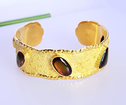Ravishing Impressions Ammolite Gemstone 925 Sterling Silver Cuff Bangle Gorgeous Designer Jewellery For Girls #TOP3