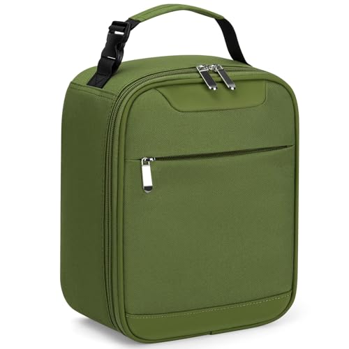 Tuwubi Lightweight Insulated Lunch Bag for Men Women & Kids - Portable Lunch Tote with Clip-On Handle for Work, School & Gym, 6 Can Capacity, Green