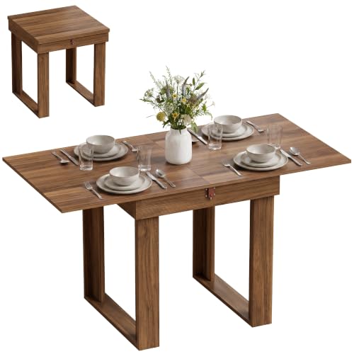 Image of HOMCOM Folding Dining Table for 4 Extendable 70-140 cm Grey Wood Effect