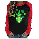 Yacyrtt Chemisie Femme Col Rond Chemise Manche Longue St. Patrick's Pull Femme Patchwork Une Ligne Comfy Polyester Floral Confortable Moderno Date d'anniversaire Noir