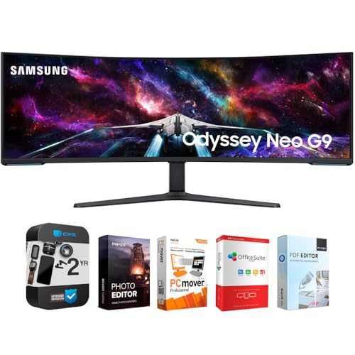 Image of Samsung 57 inch Odyssey Neo G9 Dual 4K UHD Quantum Mini-LED Curved Gaming Monitor Bundle with Tech Smart USA Elite Suite 18 Standard Editing Software Bundle + 2 Year CPS Enhanced Protection Pack