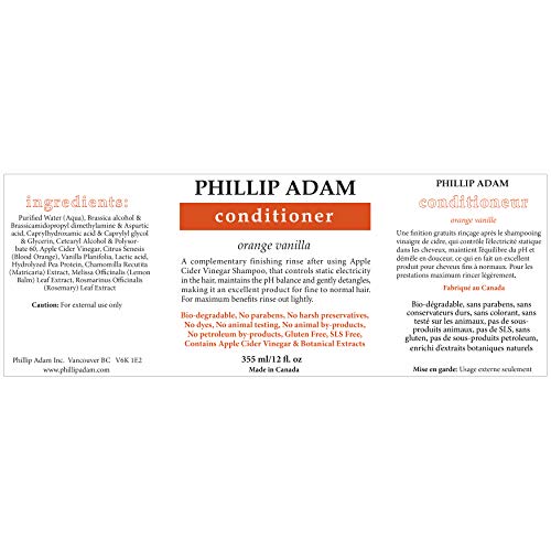 Phillip Adam Orange Vanilla Shampoo And Conditioner Set For All Types Of Hair – Apple Cider Vinegar Formula - Enhance Shine And Restore Smoothness - 12 Ounce Each #TOP2