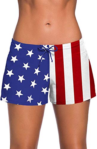 Hajotrawa – Calcinha de biquíni para praia, Lace Up-american Flag, S