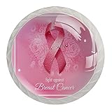 Cabinet Knobs,Handles,4 Pieces for Dresser Drawers Breast Cancer Door Knob Crystal Glass