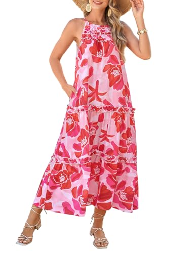 GRACE KARIN 2026 Women's Floral Halter Maxi Dress Boho Summer