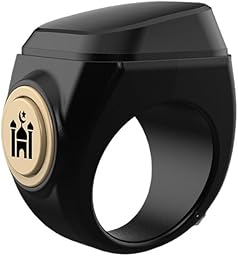 Smart 18mm 20mm 22mm Rechargeable Tasbih Counter Ring Waterproof Zikr Prayer Counter Ring with Counting Range 99999 for Muslim Worship Daily Spiritual Practices (20mm, Black