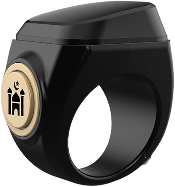 Smart 18mm 20mm 22mm Rechargeable Tasbih Counter Ring Waterproof Zikr Prayer Counter Ring with Counting Range 99999 for Muslim Worship Daily Spiritual Practices (20mm, Black - 1