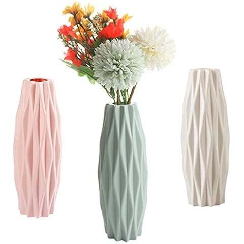 Pamtns Jarrón de Plástico 3 Piezas Florero Decorativo Cover