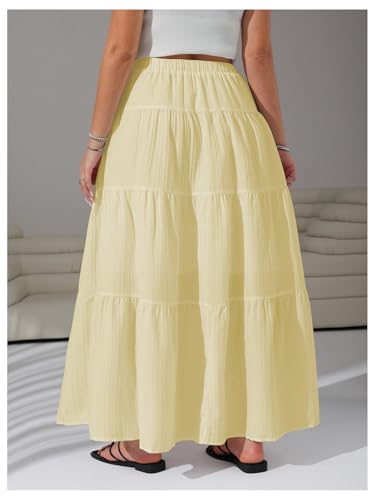 Image of Verdusa Women's Long Maxi Skirt 2026 Boho Flowy Flared Ruffle Skirts Beach Vacation Spring Going Out Outfits