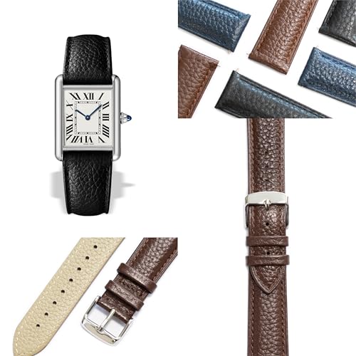 Quick Release Leather Straps For Cartier Watches With Buckle, Leather Watch Band Straps For Cartier Tank Watches - Multiple Colors (Blue, 21mm) by BARAK WATCHES - Used condition - Image 2