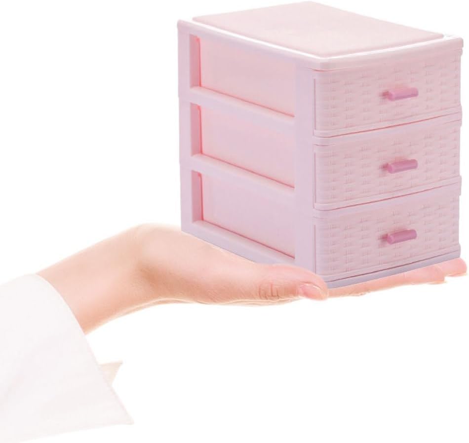 Pink Plastic Desktop Storage Box for Lipstick and Cotton Swab image 4