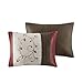 Madison Park Serene Faux Silk Comforter Set - Floral Embroidery Design, All Season Bedding Set, Matching Bed Skirt, Decorative Pillows, Red King(104