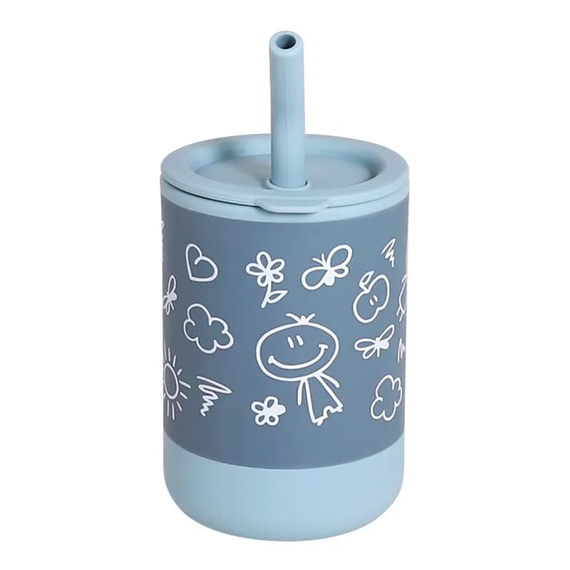 ONE & ONLY Baby Silicone Sipper 150ml with Straw, Spill Proof Cartoon Printed Cup, BPA Free Food Grade PP, Lightweight Sipper for School, Travel & Daily Use (Blue)-image-11