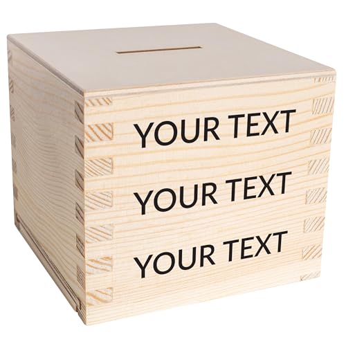 Image of Creative Deco Wooden Money Box Storage Box | Your Text