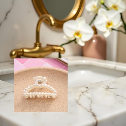 Pinza grande blanca para cabello grueso miniatura 6