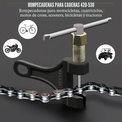Miniatura 3 de Kqdravine Rompedor De Cadena, Remachadora De Cadena Moto Remachadora De Cadena Para 420 428 530 Moto Utv Atv Bicicleta Tractor