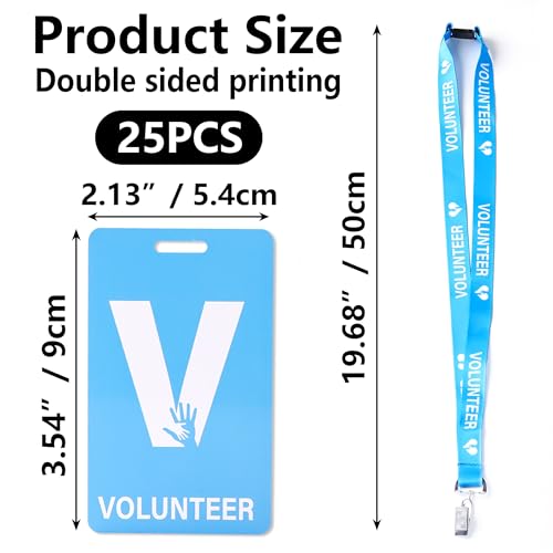 YHNTGB 25 Sets Volunteer Lanyard Volunteer Badge Visitor Badge lanyards with Clips Breakaway lanyards with PVC Pass Card for Event Fundraising Company Exhibition Guest Visitor Volunteers School Event by YHNTGB - Image 7