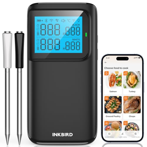 Image of INKBIRD Wireless Dual Mode Multi-Sensor Meat Thermometer, WiFi 5G and Bluetooth 5.4 Connection, 2 Probes with 5 Sensors, CNAS-accredited Accuracy, for BBQ, Grill, Smoker, Oven, Kitchen