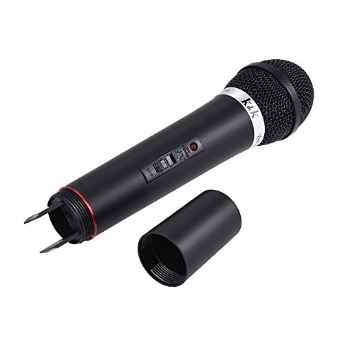 Henniu Kit de sistema de microfone remoto sem fio para estúdio, transmissor FM, receptor com cabo de