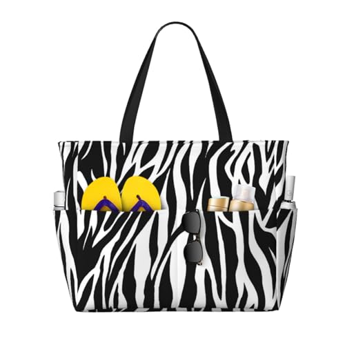 Sac de plage zèbre grand volume pour femme pour ne plus manquer de place en vacances