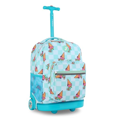 Image of J World Sunrise Kids Rolling Backpack with Wheels for Girls Boys, Roller Bookbag for School, 18 x 13 x 9 Inches, Ice Cone