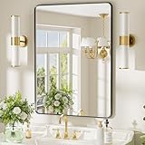 Dimelax Espejo de baño negro de 24 x 36 pulgadas, decoración moderna para el